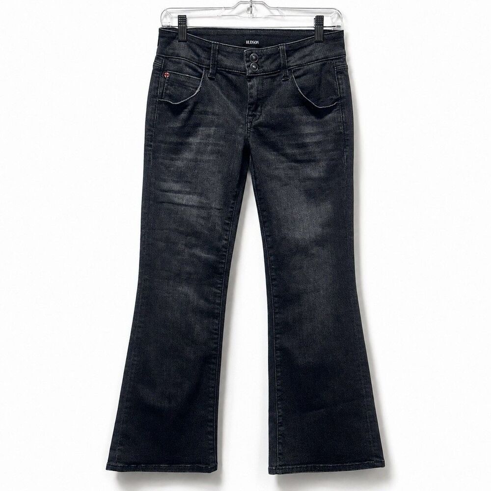 Hudson Collin Crop Bootcut Jeans Women’s Size 25 Black Wash VMP Double Button
